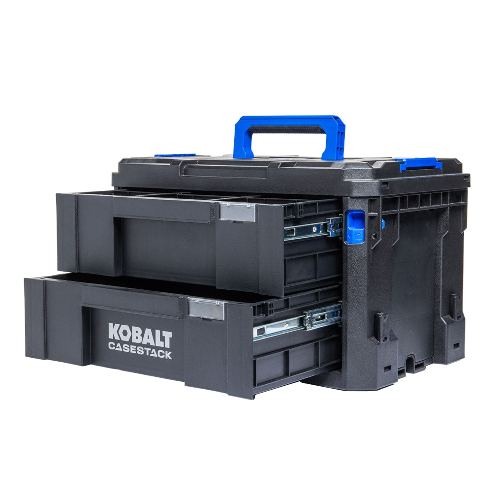 Kobalt CASESTACK 14.16-in W x 21-in H x 13.5-in D 2 -Drawer Black Plastic Tool Box [FBM-101]