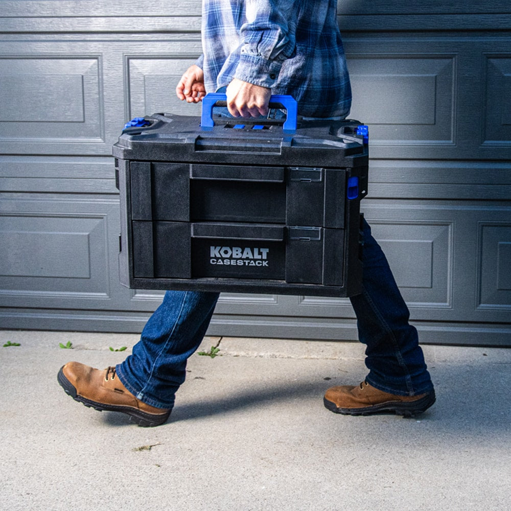 Kobalt CASESTACK 14.16-in W x 21-in H x 13.5-in D 2 -Drawer Black Plastic Tool Box [FBM-101]