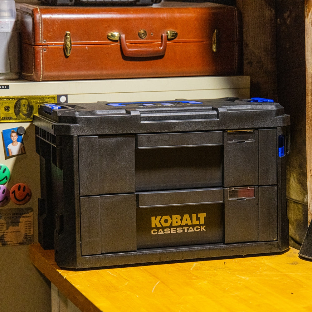 Kobalt CASESTACK 14.16-in W x 21-in H x 13.5-in D 2 -Drawer Black Plastic Tool Box [FBM-101]