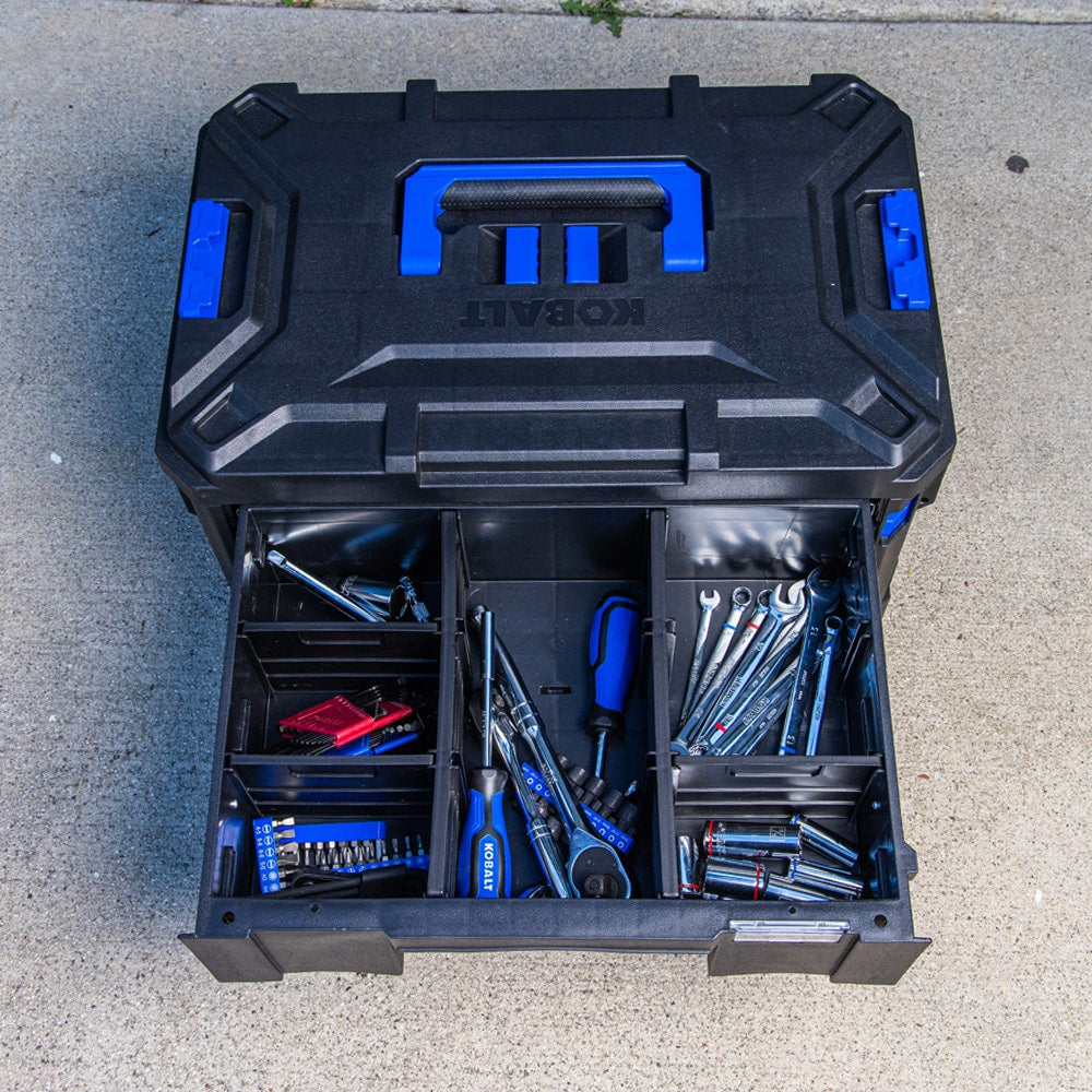 Kobalt CASESTACK 14.16-in W x 21-in H x 13.5-in D 2 -Drawer Black Plastic Tool Box [FBM-101]
