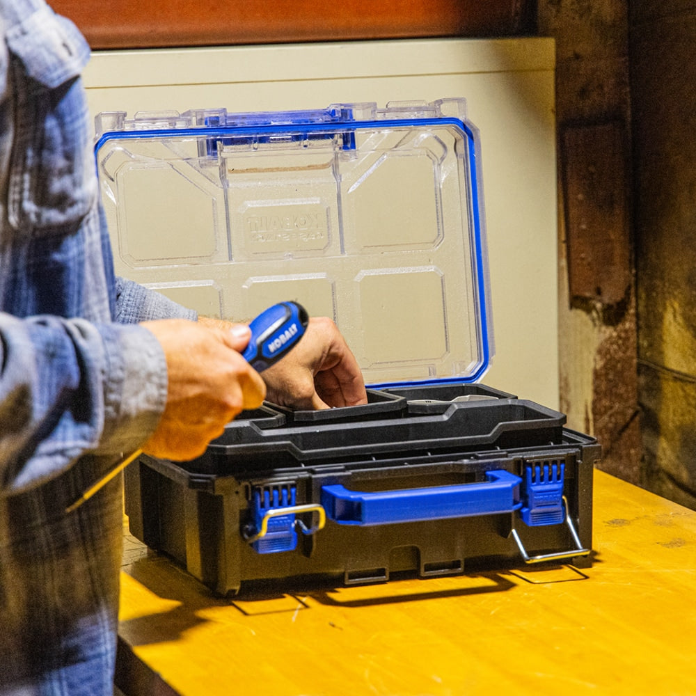 Kobalt CASESTACK 10.14-in W x 13.4-in H x 5-in D Black Plastic Tool Box [FBM-091]