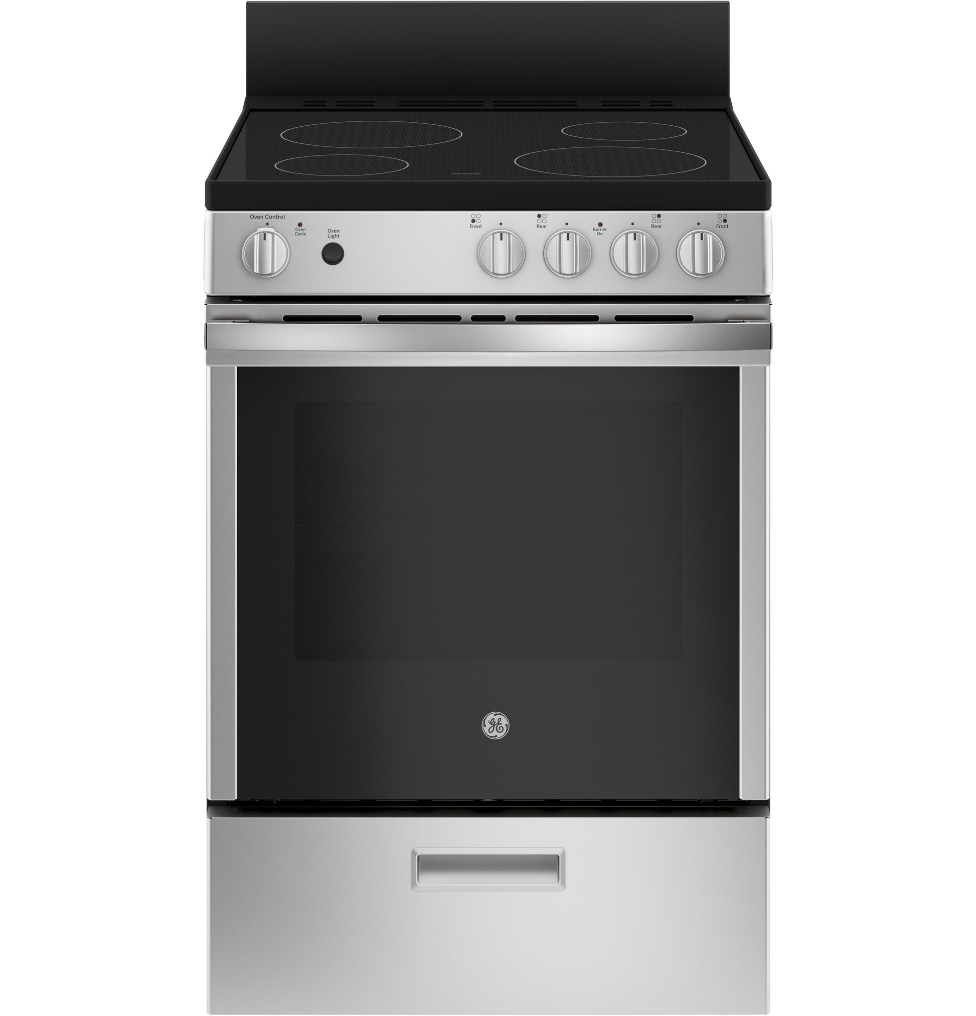 GE 24-in Glass Top 4 burners 2.9-cu ft Freestanding Electric Range ( Stainless Steel