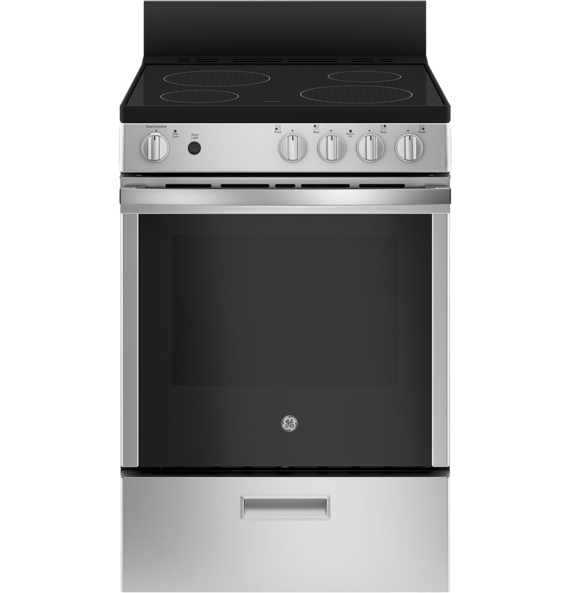 GE 24-in Glass Top 4 burners 2.9-cu ft Freestanding Electric Range ( Stainless Steel