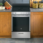 GE 24-in Glass Top 4 burners 2.9-cu ft Freestanding Electric Range ( Stainless Steel