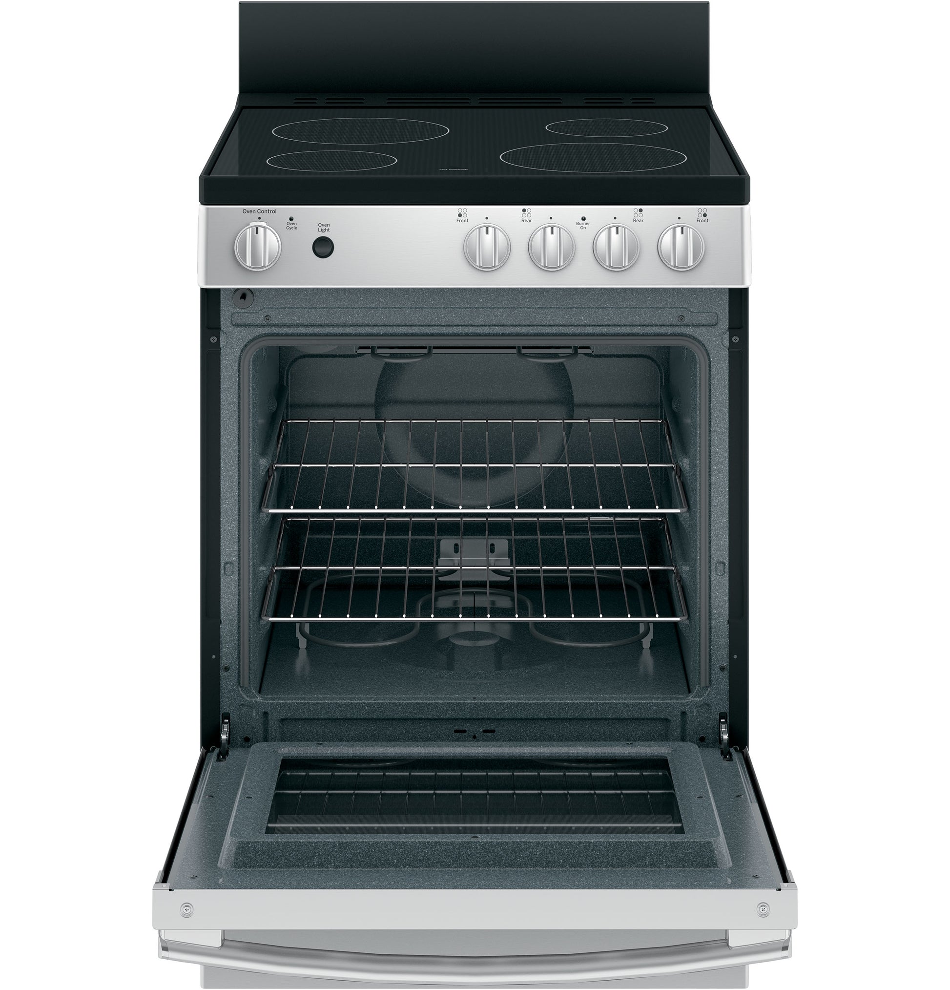 GE 24-in Glass Top 4 burners 2.9-cu ft Freestanding Electric Range ( Stainless Steel