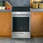 GE 24-in Glass Top 4 burners 2.9-cu ft Freestanding Electric Range ( Stainless Steel