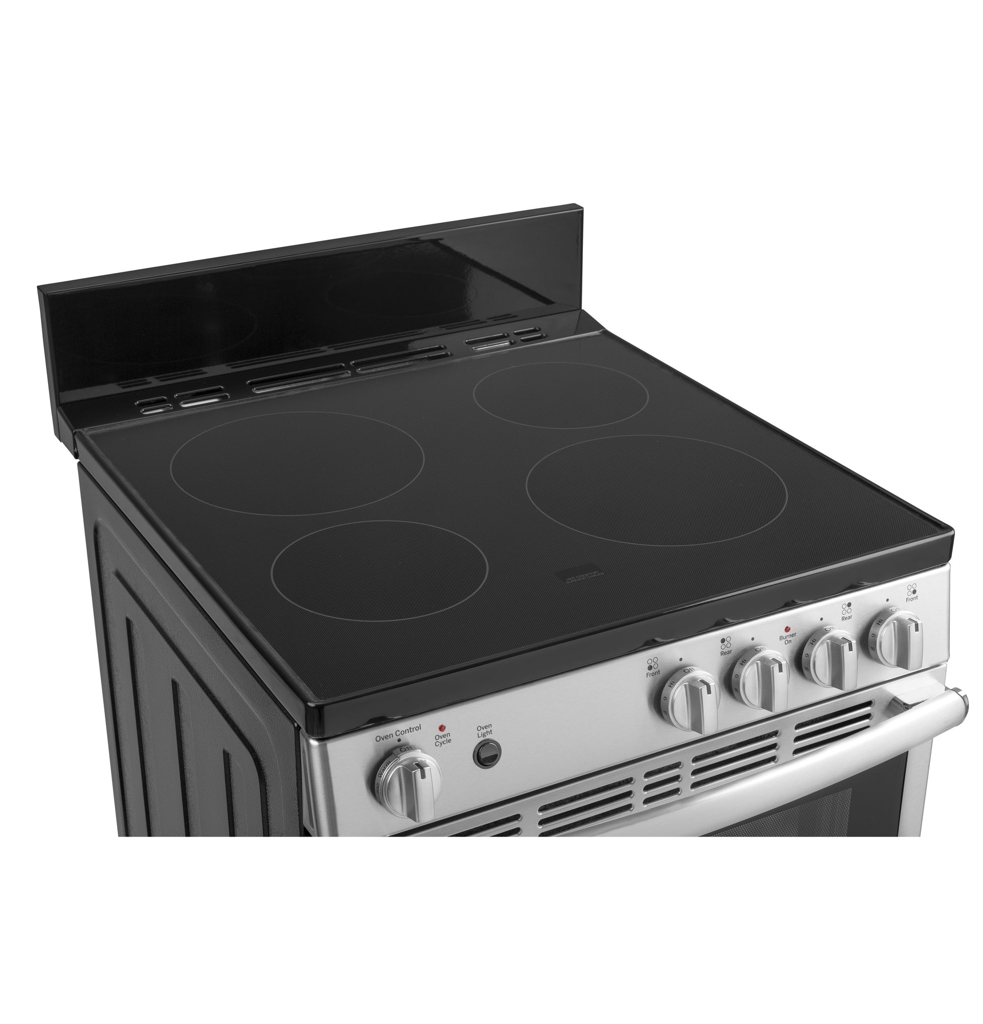 GE 24-in Glass Top 4 burners 2.9-cu ft Freestanding Electric Range ( Stainless Steel