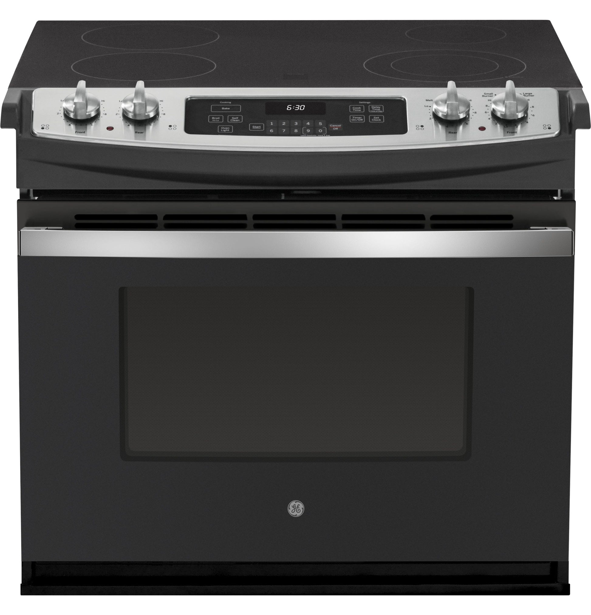 GE 30-in Glass Top 4 burners 4.4-cu ft Drop-In Electric Range ( Black ), JD630ST3SS, FINAL PRICE: $1,299.99