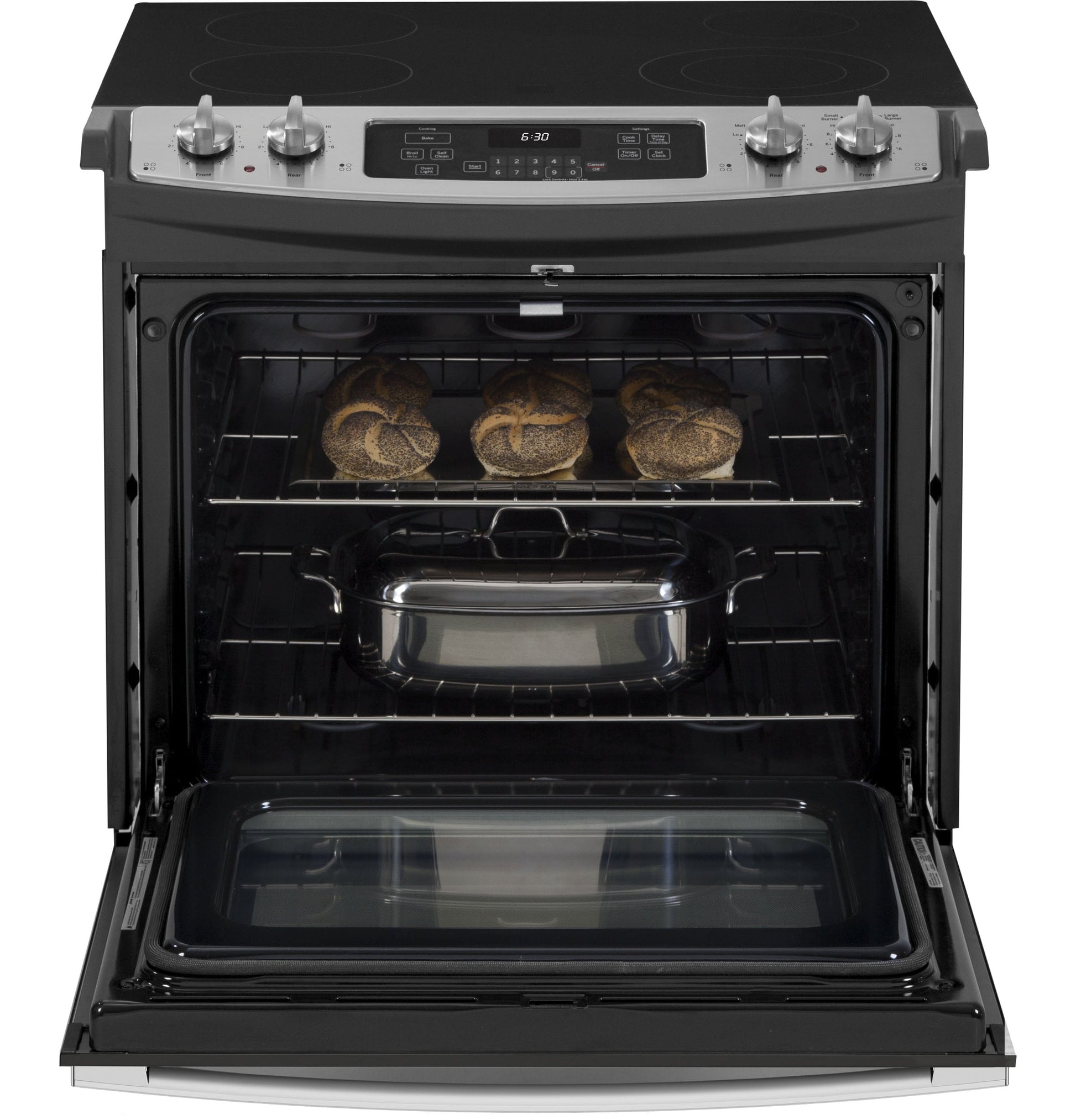 GE 30-in Glass Top 4 burners 4.4-cu ft Drop-In Electric Range ( Black ), JD630ST3SS, FINAL PRICE: $1,299.99