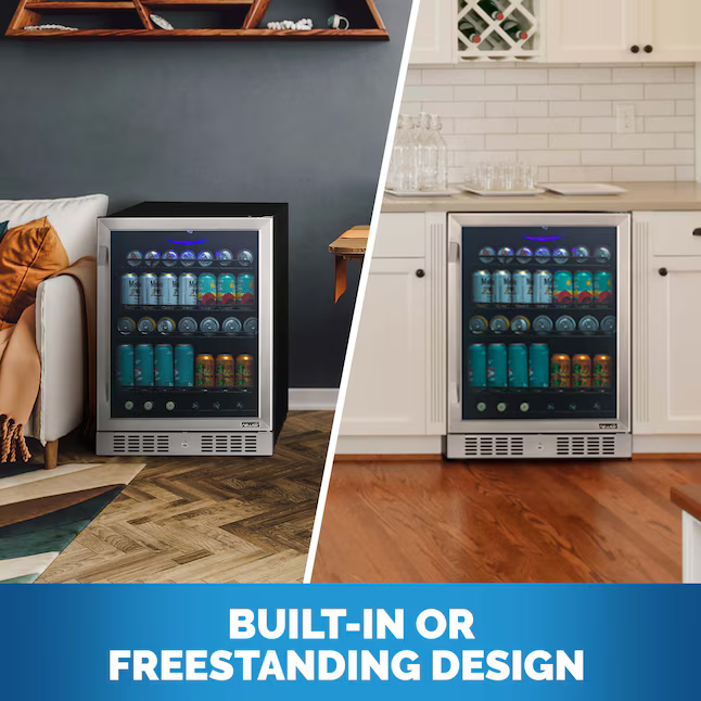 NewAir 23.5-in W 177-Can Capacity Stainless Steel Built-in/Freestanding Indoor Beverage Refrigerator with Glass Door, NBC177SS00 *JR2508, Retail: $934.99, FINAL PRICE: $559.99 + TAX
