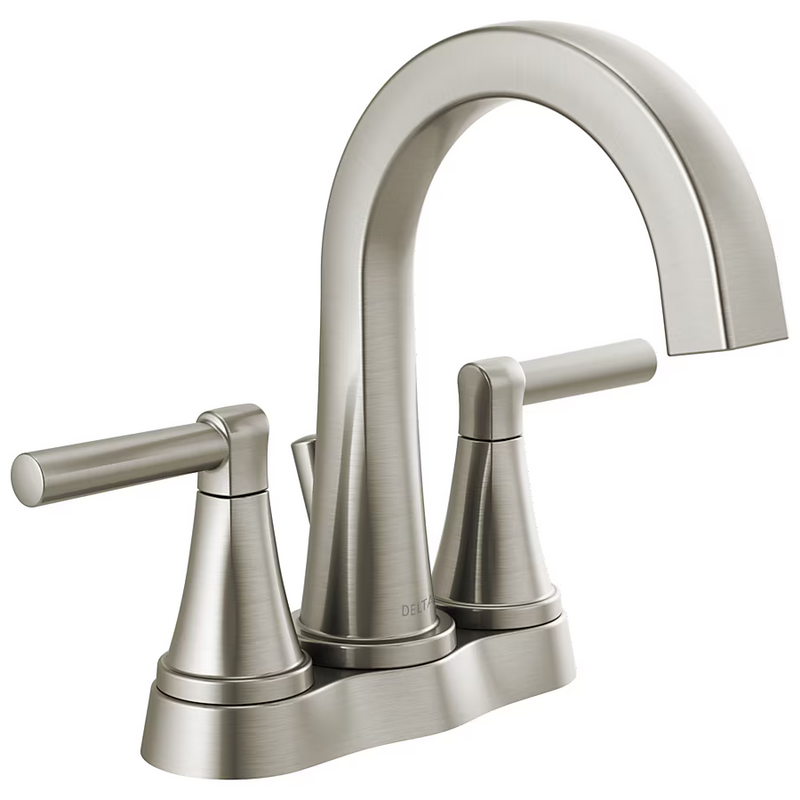 Delta Becker Spotshield Brushed Nickel 4-in Centerset 2-handle WaterSense Mid-arc Residential Handle Bathroom Sink Faucet with Drain, 25891LF-SP #2517011  *JR2512, Retail: $182.10, FINAL PRICE: $59.99 + TAX