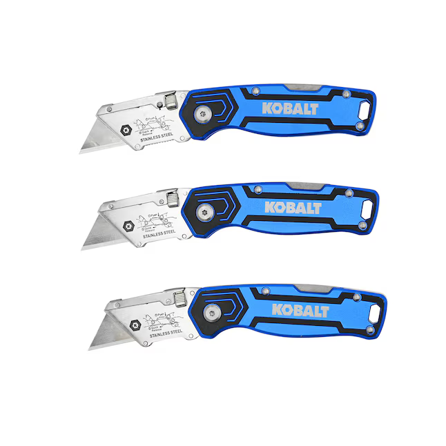 Kobalt Blue 3pk Lockback 3/4-in 3-Blade Folding Utility Knife, 58979 #2418019  *JR2512, Retail: $19.98, FINAL PRICE: $11.99 + TAX