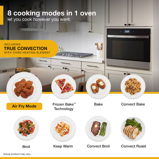 Whirlpool 27-in Double Electric Wall Oven with Air Fry Self-cleaning (Fingerprint Resistant Stainless Steel), WOED7027PZ *HD2510, Retail: $3,599.00, FINAL PRICE: $1899.99 + TAX