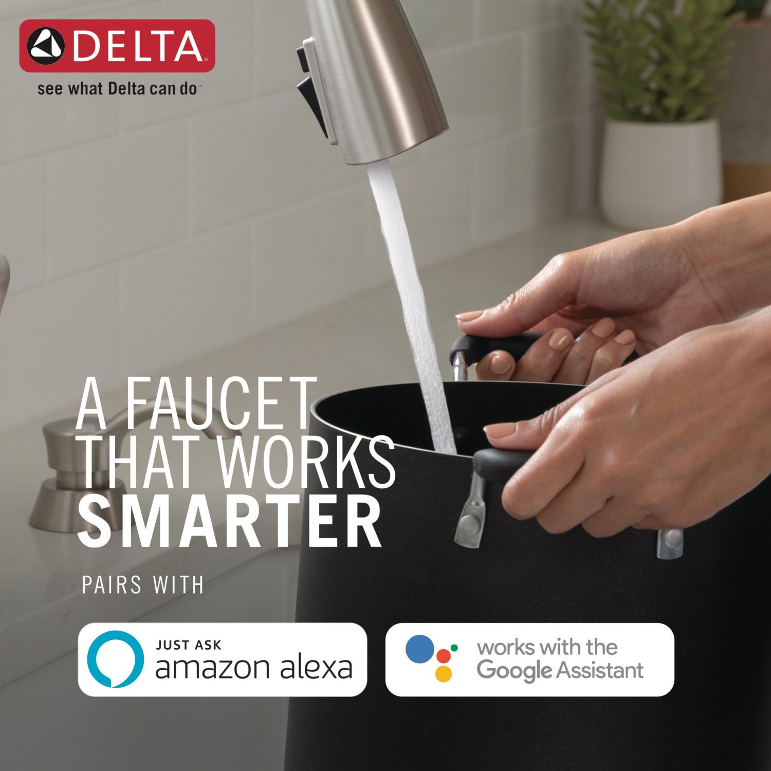 Delta Leland VoiceIQ Kitchen Faucet with Touch2O Technology with Touchless Technology in Arctic Stainless, 9178TLV-AR-DST, MRSP: $1050.75, FINAL PRICE: $ + TAX