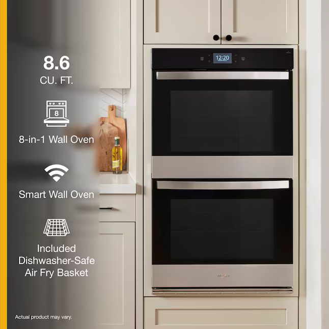 Whirlpool 27-in Double Electric Wall Oven with Air Fry Self-cleaning (Fingerprint Resistant Stainless Steel), WOED7027PZ *HD2510, Retail: $3,599.00, FINAL PRICE: $1899.99 + TAX