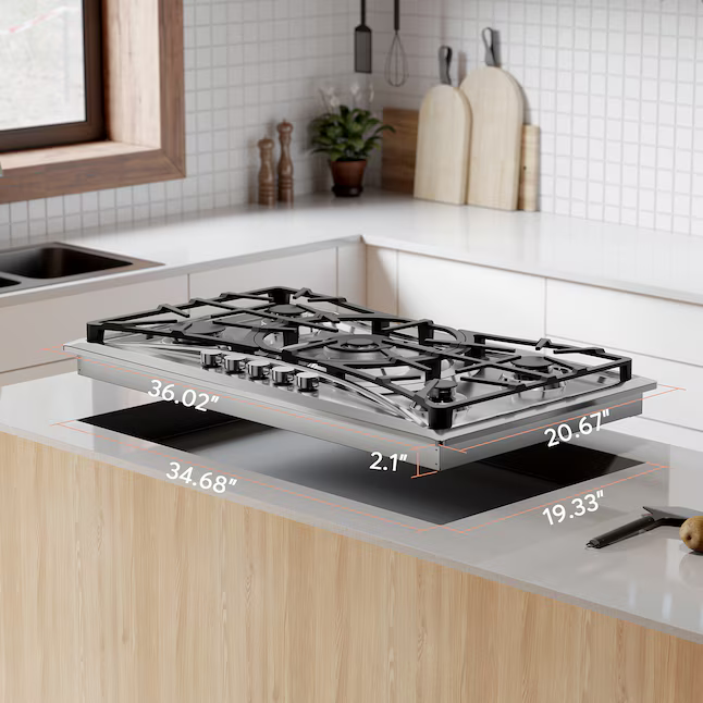 Empava 36-in 5 burners Stainless Steel Gas Cooktop, EMPV-36GC22, Retail: $522.12, FINAL PRICE: $299.99 + TAX