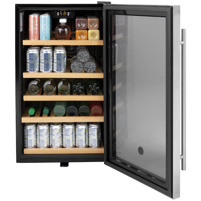 GE 19-Inches W 31 -Can Capacity Stainless Steel Built-in/Freestanding Indoor Beverage Refrigerator with Glass Door, GVS04BQNSS/D *JR2511, Retail: $979.00, FINAL PRICE: $499.99, CLEARANCED: $399.99 + TAX