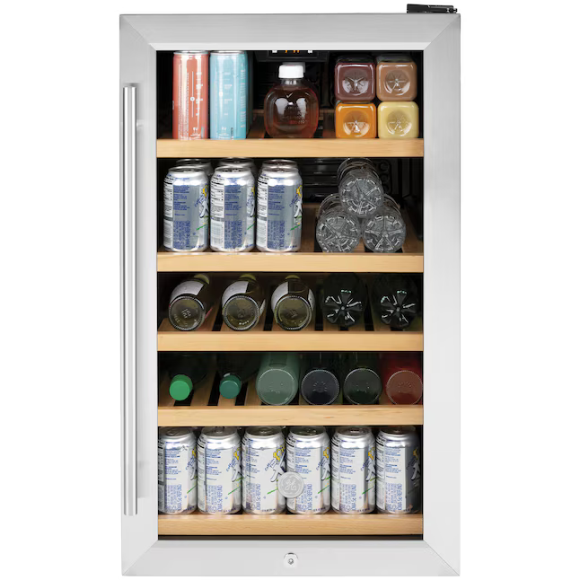 GE 19-Inches W 31 -Can Capacity Stainless Steel Built-in/Freestanding Indoor Beverage Refrigerator with Glass Door, GVS04BQNSS/D *JR2511, Retail: $979.00, FINAL PRICE: $499.99, CLEARANCED: $399.99 + TAX