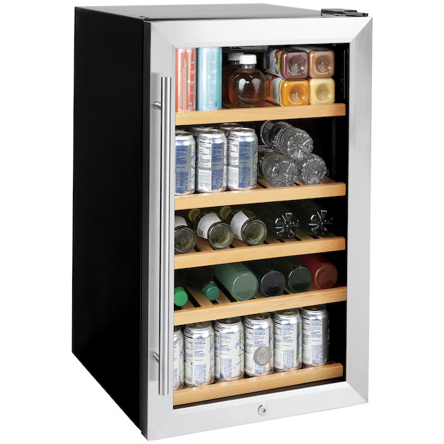 GE 19-Inches W 31 -Can Capacity Stainless Steel Built-in/Freestanding Indoor Beverage Refrigerator with Glass Door, GVS04BQNSS/D *JR2511, Retail: $979.00, FINAL PRICE: $499.99, CLEARANCED: $399.99 + TAX