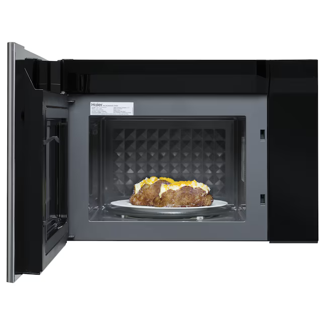 Haier 1.4-cu ft 1000-Watt 23.86-in Over-the-Range Microwave with Sensor Cooking (Stainless Steel)
