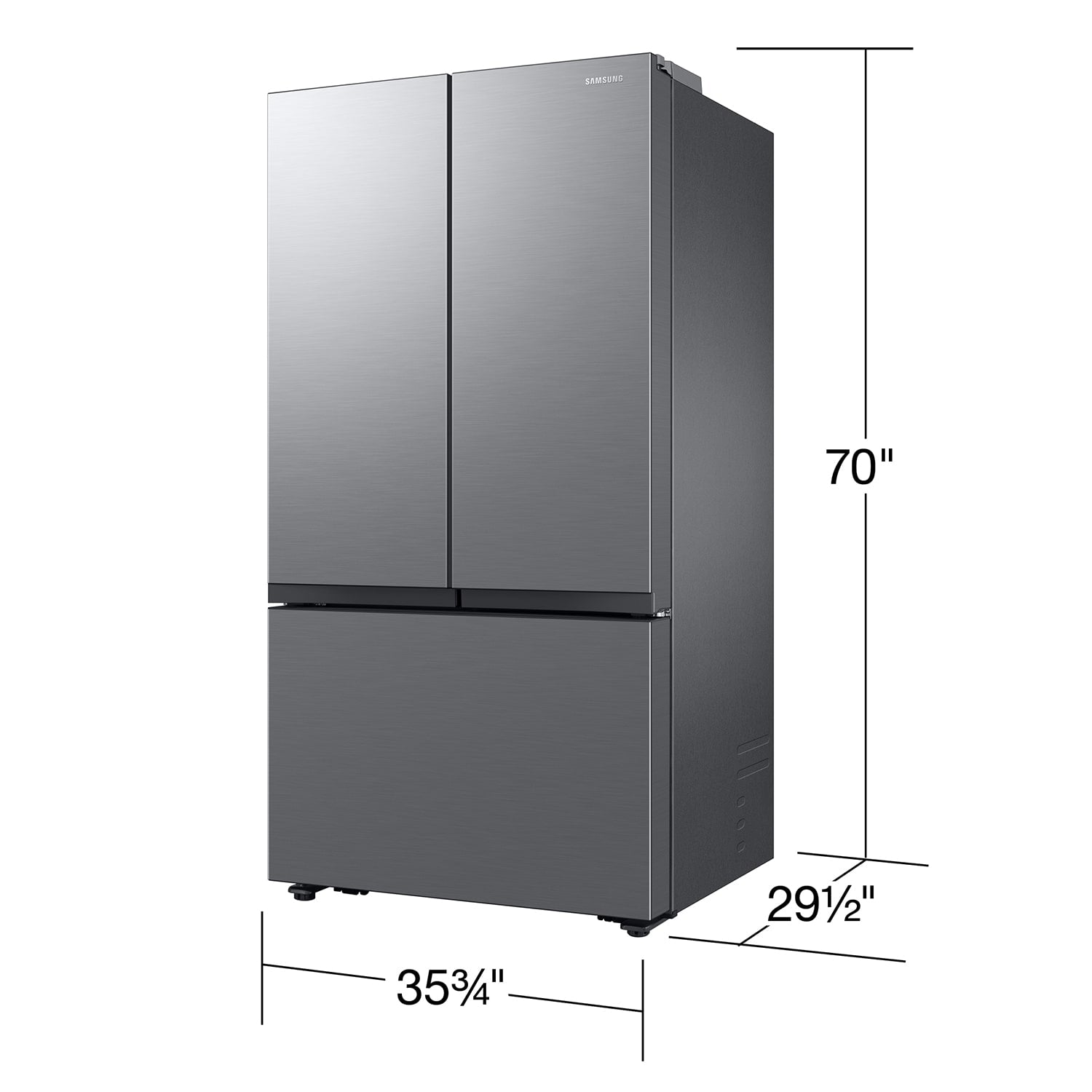 Samsung Counter-Depth Mega Capacity 27-cu ft 3 -Door 36-in Wide Smart Compatible French Door Refrigerator with Dual Ice Maker ( Fingerprint Resistant Stainless Look ) ENERGY STAR Certified
