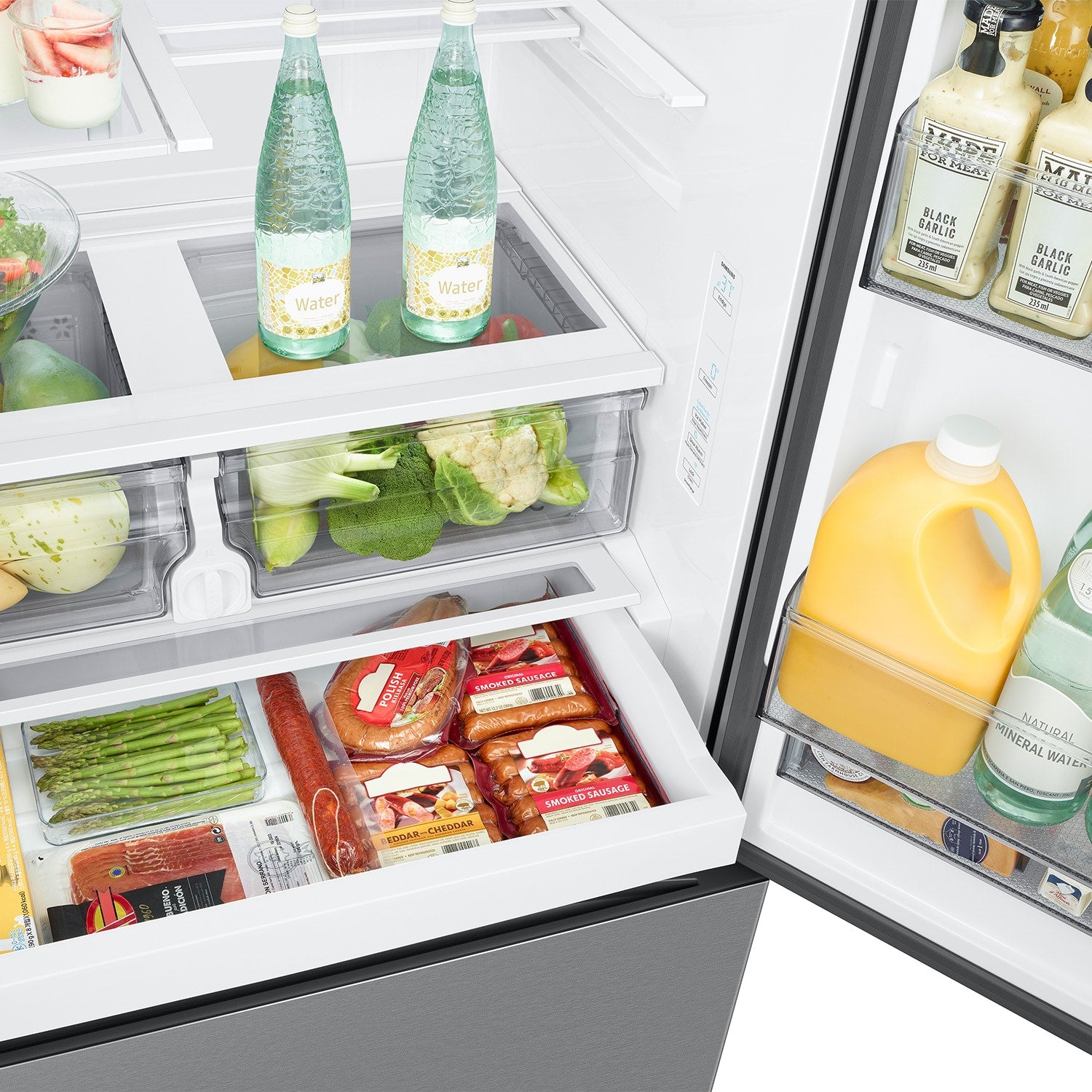Samsung Counter-Depth Mega Capacity 27-cu ft 3 -Door 36-in Wide Smart Compatible French Door Refrigerator with Dual Ice Maker ( Fingerprint Resistant Stainless Look ) ENERGY STAR Certified