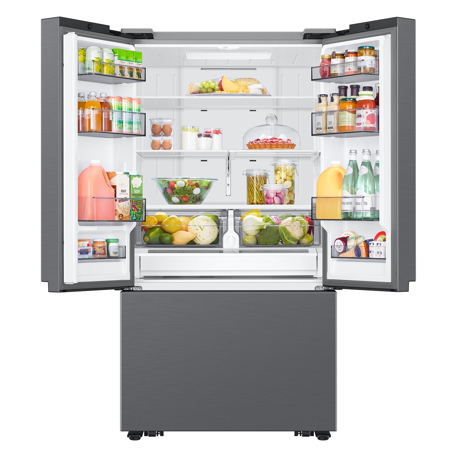 Samsung Counter-Depth Mega Capacity 27-cu ft 3 -Door 36-in Wide Smart Compatible French Door Refrigerator with Dual Ice Maker ( Fingerprint Resistant Stainless Look ) ENERGY STAR Certified