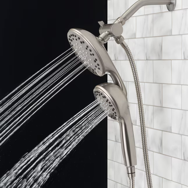 allen + roth Galway 6 -Spray Brushed Nickel 5-in Round Shower Head with Handheld Combo 1.8