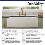 DeerValley Eclipse Undermount 33-in x 21-in Porcelain Double Offset Bowl Kitchen Sink, DV-1K705 *HD2509, Retail: $398.82 , FINAL PRICE: $199.99 + TAX