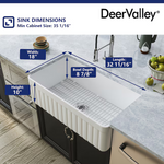 DeerValley Solstice Farmhouse 33-in x 18-in Fireclay Single Bowl Kitchen Sink, DV-1K502 *HD2509, Retail: $429.95 , FINAL PRICE: $ + TAX