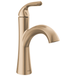 Delta Eldren Gold Champagne Bronze Single hole 1-handle WaterSense Mid-arc Residential Handle Bathroom Sink Faucet with Drain with Deck Plate