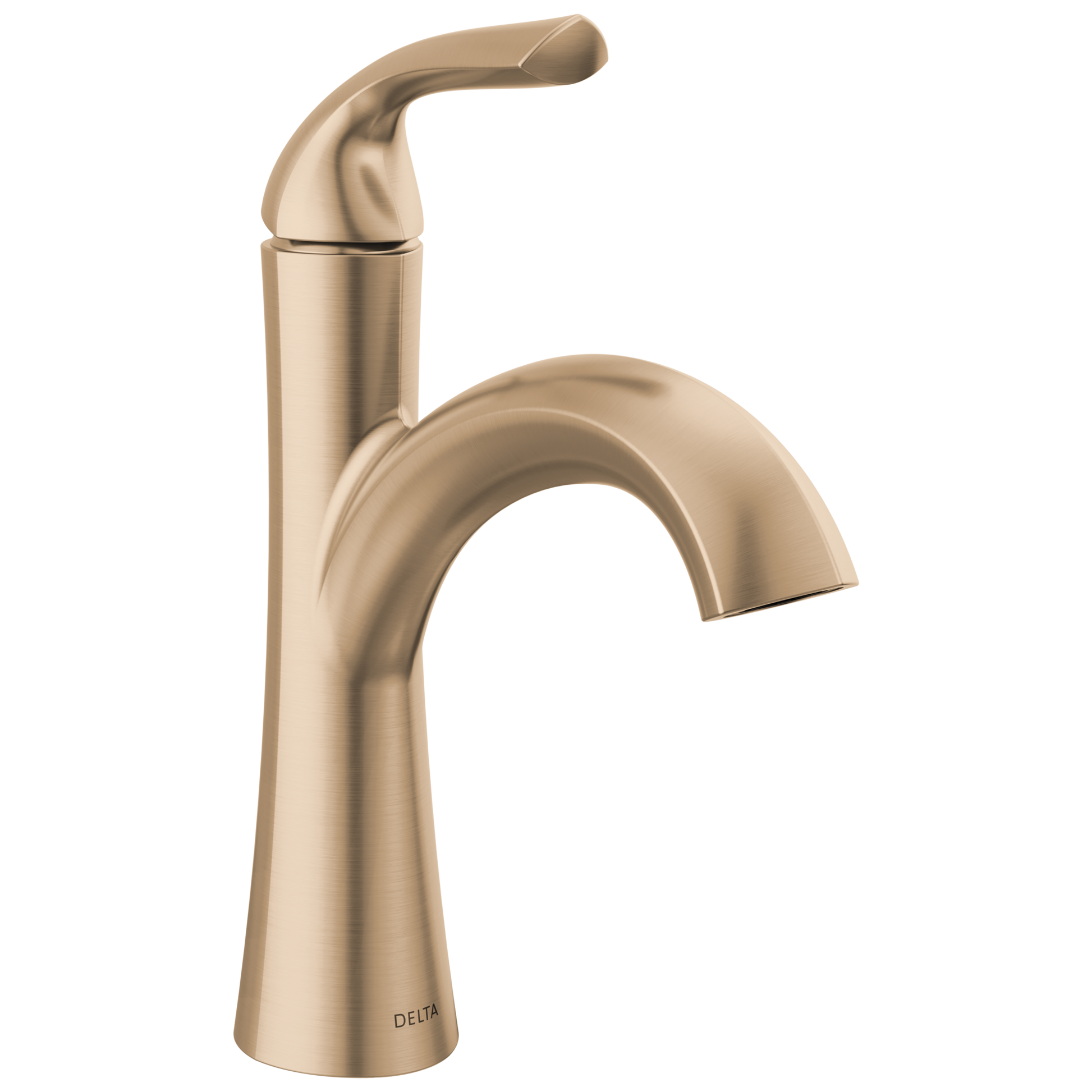 Delta Eldren Gold Champagne Bronze Single hole 1-handle WaterSense Mid-arc Residential Handle Bathroom Sink Faucet with Drain with Deck Plate
