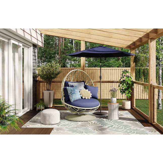 Style Selections 7.5-ft Steel Navy Push-button Tilt Market Patio Umbrella, UCS181A-NY  #4097302 *JR2509, Retail: $59.00, FINAL PRICE: $37.99 + TAX