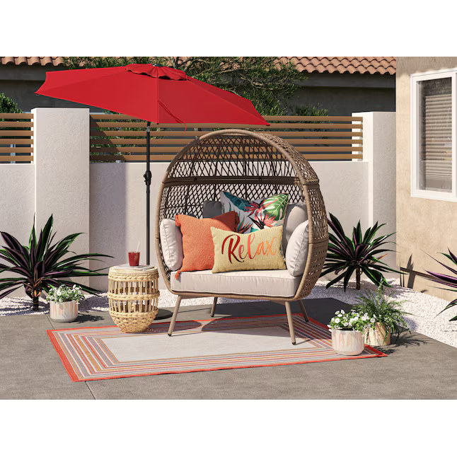 Style Selections 7.5-Feet Steel Red Push-Button Tilt Market Patio Umbrella, UCS181A-RD  #4097301 *JR2509, Retail: $59.00, FINAL PRICE: $37.99 + TAX