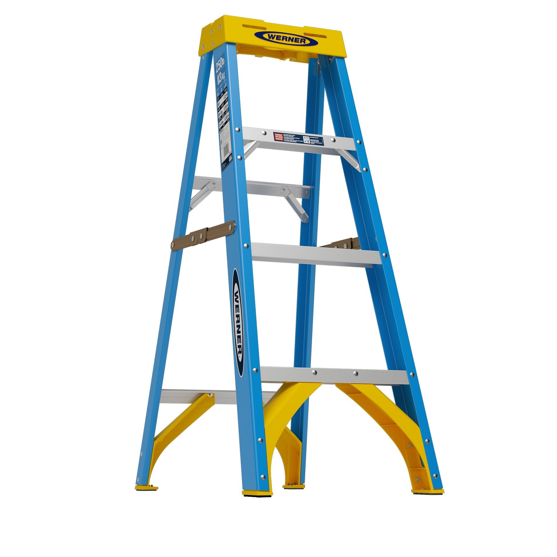 Werner FS100 4-ft ( 8-ft Reach Height ) Fiberglass Type 1 - 250 lbs. Load Capacity Step ladder