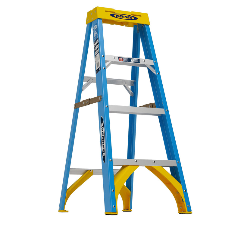 Werner FS100 4-ft ( 8-ft Reach Height ) Fiberglass Type 1 - 250 lbs. Load Capacity Step ladder