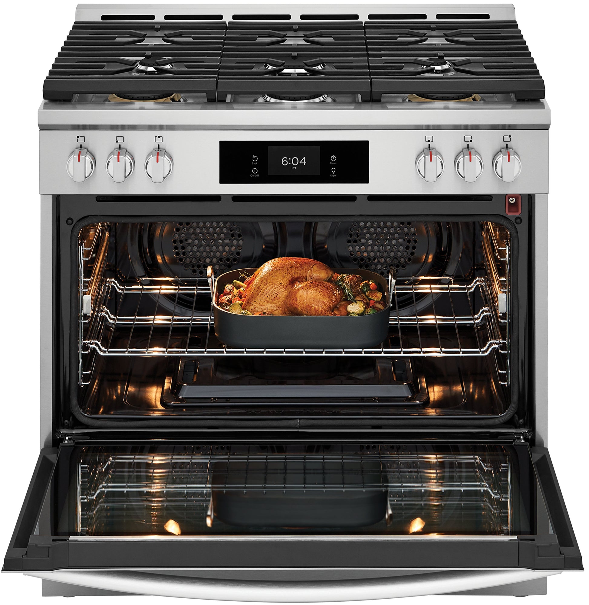 Frigidaire Gallery 36-in 6 burners 4.6-cu ft Air Fry Convection Oven Slide-In Natural Gas Range (