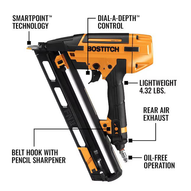 Bostitch Smart Point 2-1/2-in 15-Gauge Pneumatic Angled Finish Nailer, BTFP72156 *JR2510, Retail: $219.00, FINAL PRICE: $139.99 + TAX