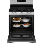 GE EasyWash Oven Tray 30-in Glass Top 5 burners 5.3-cu ft Air Fry Convection Oven Freestanding Electric Range ( Stainless Steel )