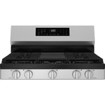 GE EasyWash Oven Tray 30-in Glass Top 5 burners 5.3-cu ft Air Fry Convection Oven Freestanding Electric Range ( Stainless Steel )