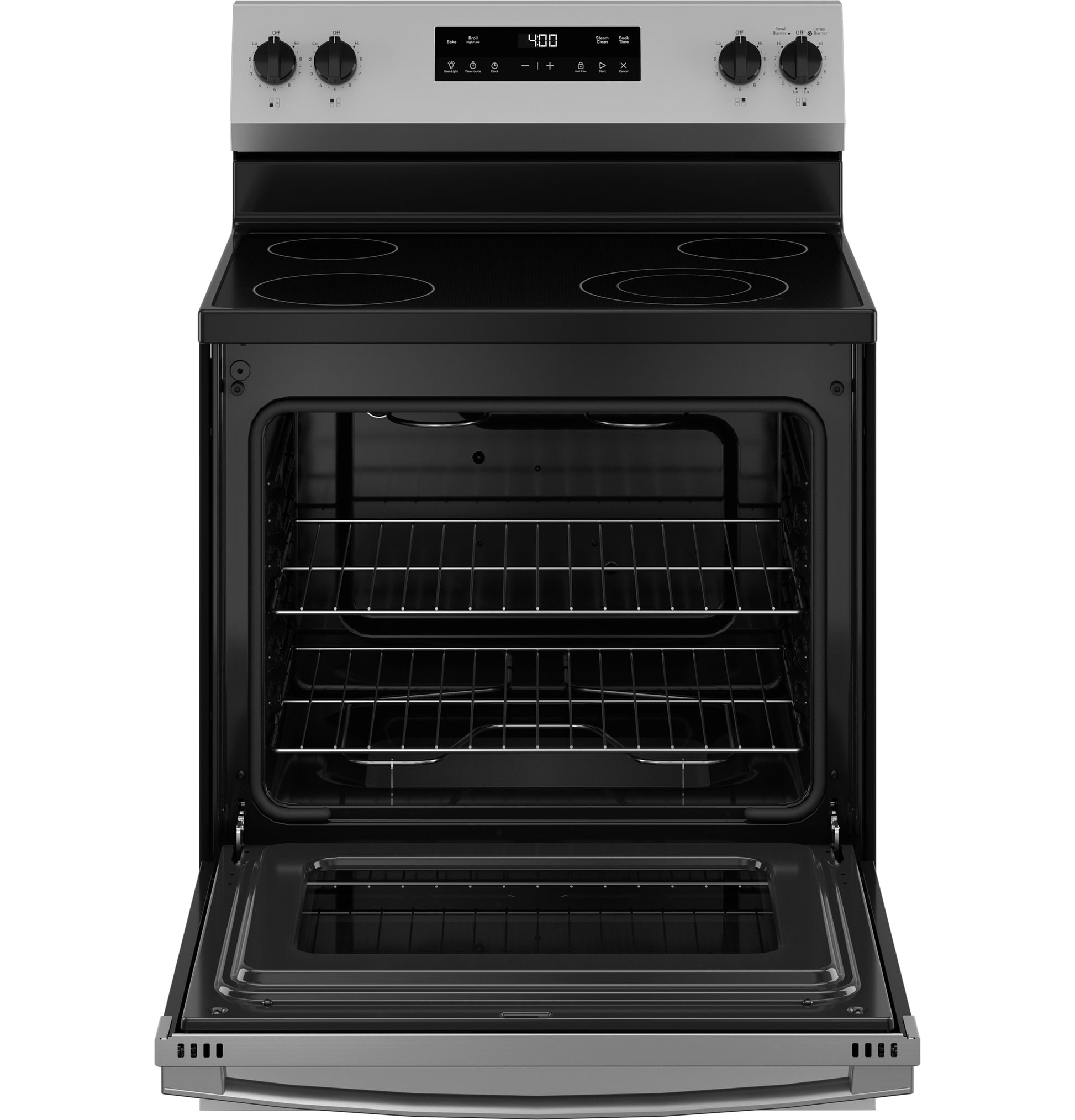 GE 30-in Glass Top 4 burners 5.3-cu ft Freestanding Electric Range ( Stainless Steel )