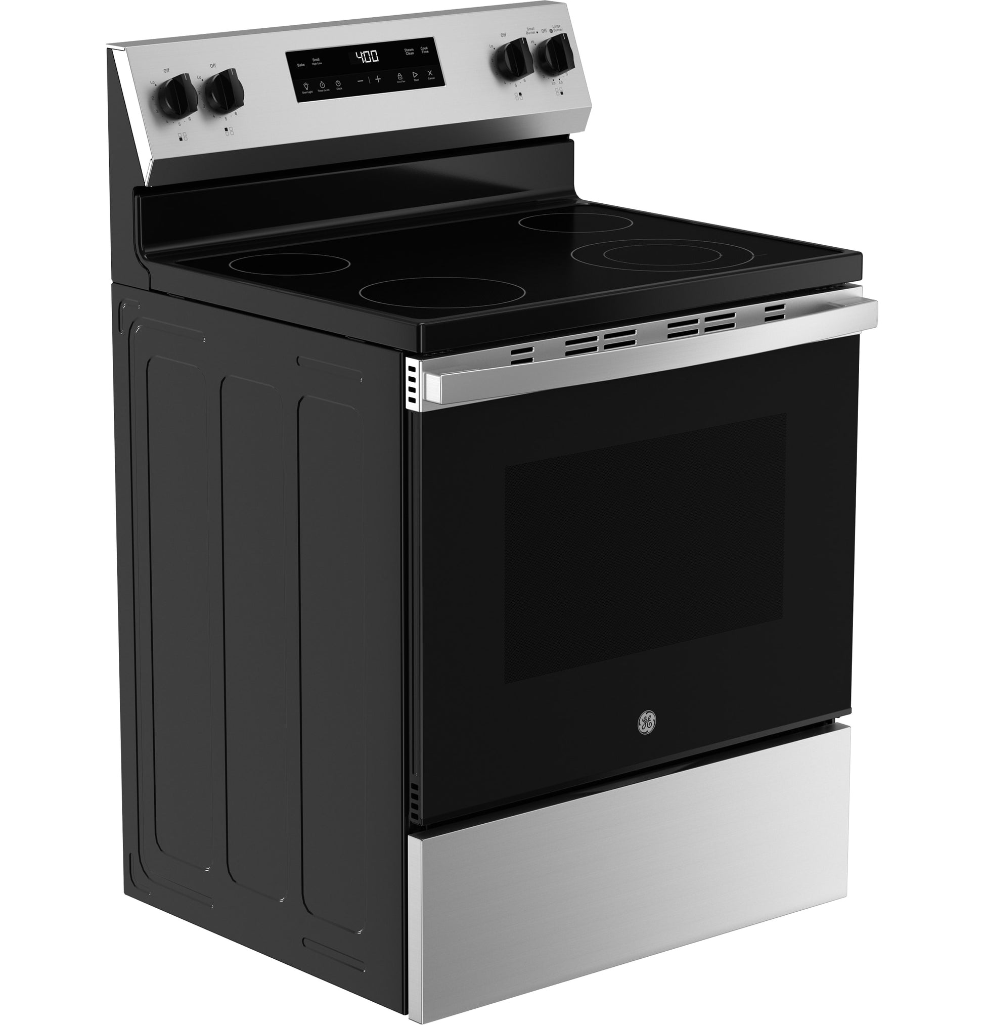 GE 30-in Glass Top 4 burners 5.3-cu ft Freestanding Electric Range ( Stainless Steel )