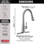 Delta Essa Arctic Stainless Single Handle Pull-down Kitchen Faucet with Sprayer (Deck Plate Included), 9113-AR-DST *HD2406, Retail: $444.35, FINAL PRICE: $159.99 + TAX