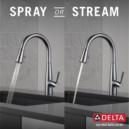 Delta Essa Arctic Stainless Single Handle Pull-down Kitchen Faucet with Sprayer (Deck Plate Included), 9113-AR-DST *HD2406, Retail: $444.35, FINAL PRICE: $159.99 + TAX