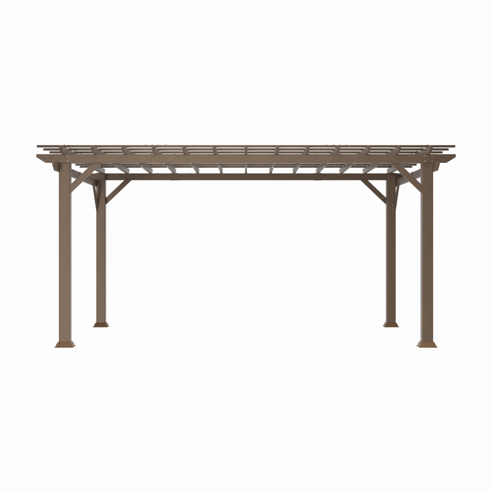 Style Selections 10-ft W x 14-ft L x 7-ft 6-in H Brown Metal Freestanding Pergola [FBM-243]