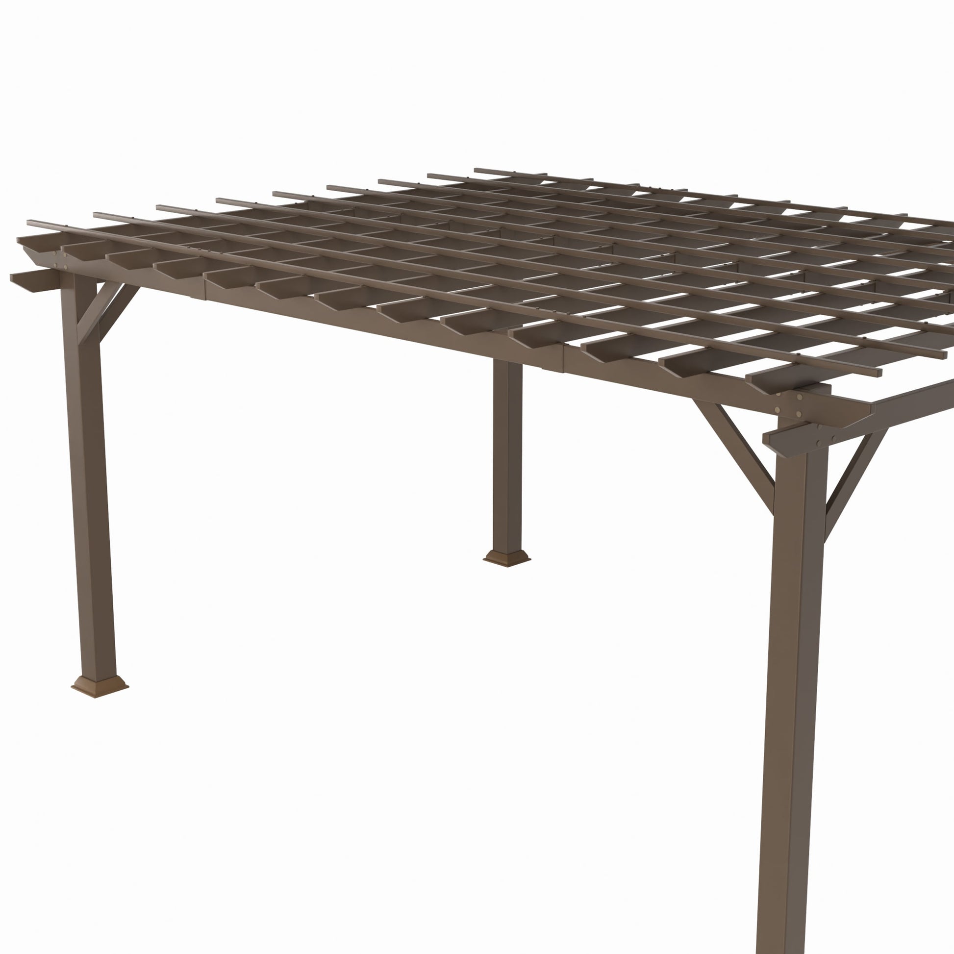 Style Selections 10-ft W x 14-ft L x 7-ft 6-in H Brown Metal Freestanding Pergola [FBM-243]