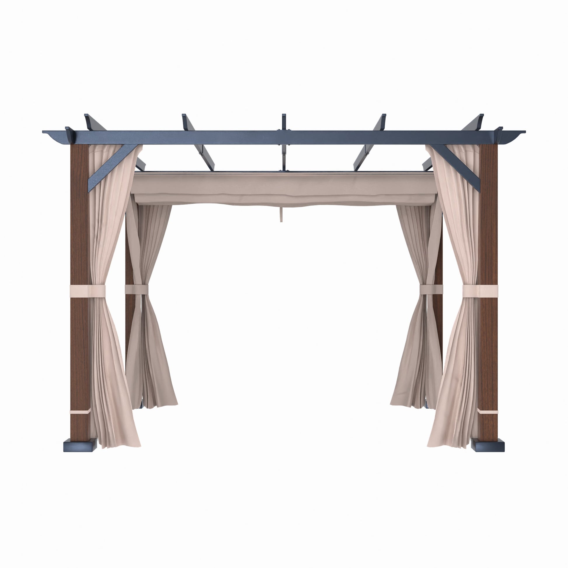 Alpine Reserve 10-ft W x 10-ft L x 7-ft 8-in H Wood grain posts,brown roof frame,light beige canopy,dark [FBM-300]