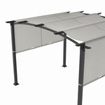 Style Selections 8-ft W x 10-ft L x 7-ft 8-in H Black frame, creamy white canopy Metal Freestanding Pergola with Canopy