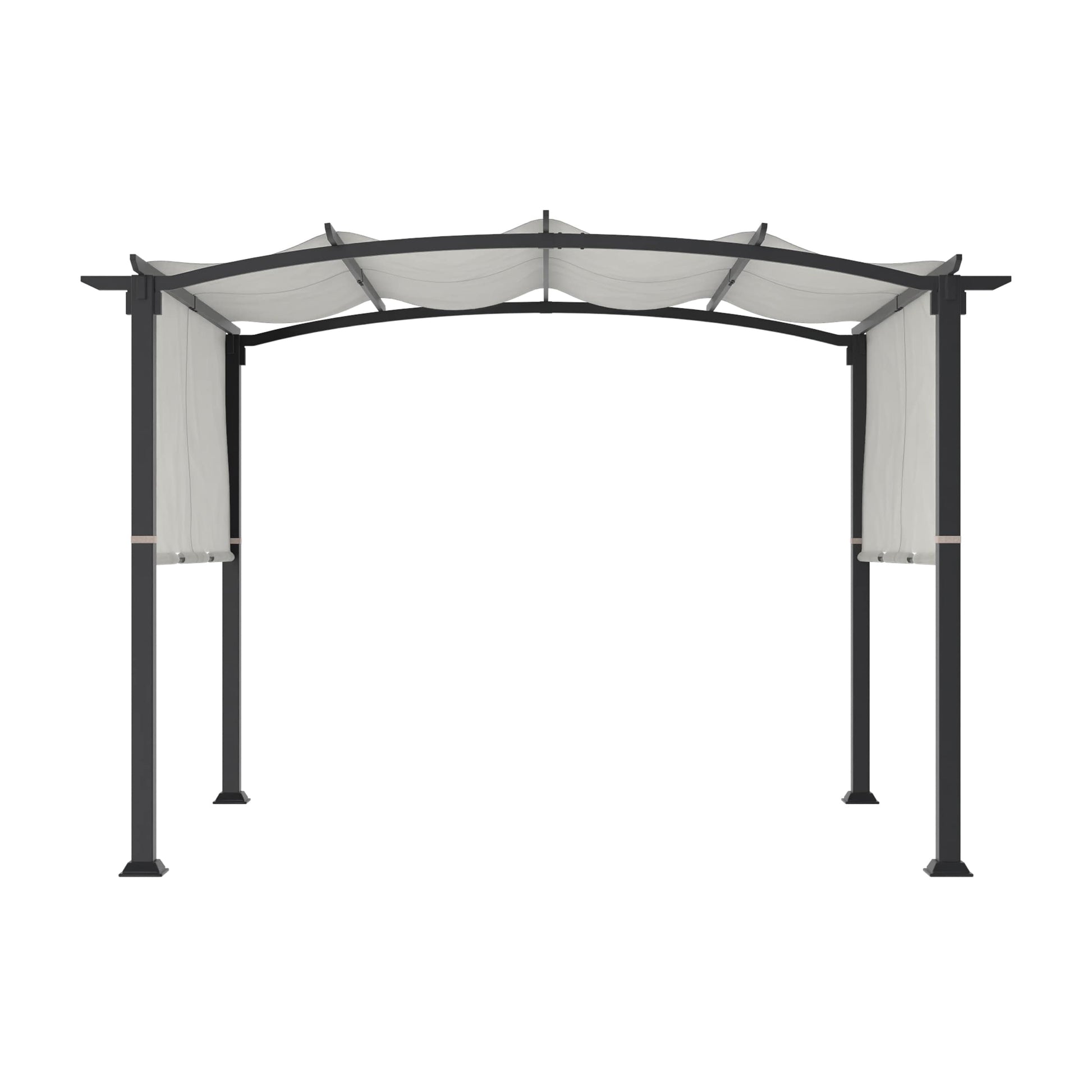 Style Selections 8-ft W x 10-ft L x 7-ft 8-in H Black frame, creamy white canopy Metal Freestanding Pergola with Canopy [FBM-244]