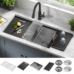 Delta Rivet Undermount 33-in x 19-in Stainless steel Double equal bowl 16 -Gauge Workstation Kitchen Sink